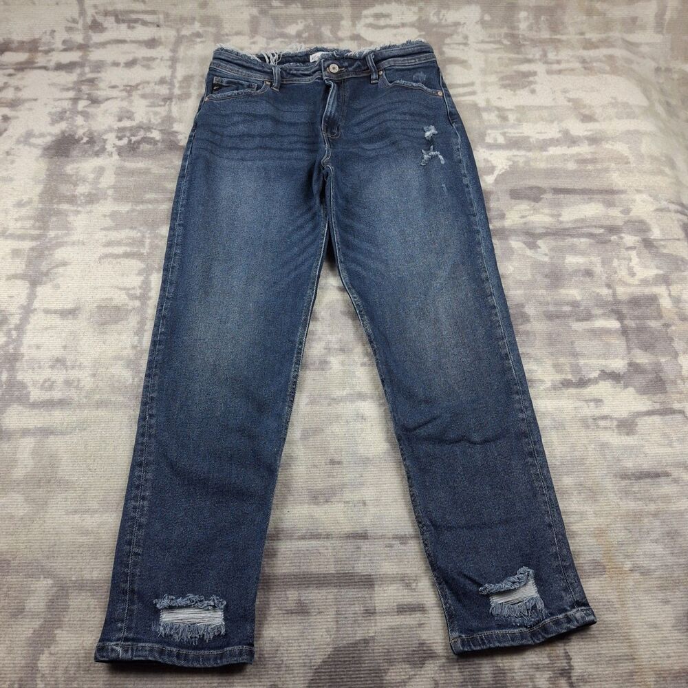 KanCan Maurices Jeans Womens 28 Cropped Straight Leg Raw Fray Waist Distressed